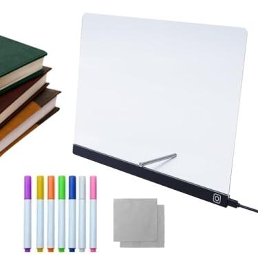 Imagem de Tablet de escrita LCD | Quadros de luz LED apagáveis a seco - Bloco de notas de acrílico regravável, nota brilhante para casa, artesanato, jogos, prática, viagem, festa, sala de aula, entretenimento