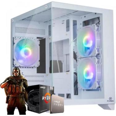 Imagem de PC GAMER BRANCO RYZEN 5 5500, WATER COOLER 240MM, 16GB DDR4, SSD M.2 NVME 500GB, FONTE 500W 80 PLUS, RX 580 8GB