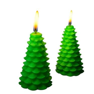 Imagem de Vela Aromatica, Vela Pinheiro Decorativa Natal Festa Casamento Aromática Luxo Lembrancinha Premium, 9x5x5cm(Verde)