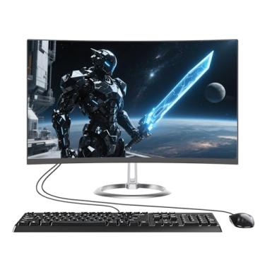 Imagem de Computador Desktop All-in-One, Tela FHD de 60.5 cm N5095 Quad-Core, 16GB RAM, 512GB SSD, Teclado e Mouse com Fio, Alto-falante RGB e Webcam para Estudo de Escritório em Casa de Jogos