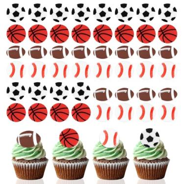 Imagem de 48un Decorações Cupcakes, Toppers Cupcake Divertidos de Basquete Softball Rúgbi e Futebol Decorações para Bolos de Aniversário com Tema Esportivo Ideais para Crianças e Adultos