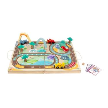Imagem de Life Playset Trem Dinossauro Infantil Kit Pista Montável Portátil com Locomotiva, Vagões e Figuras – Brinquedo Educativo para Crianças