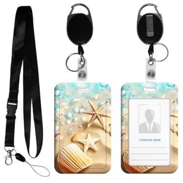 Imagem de HEAKIERG Porta-crachá feminino com carretel retrátil, etiquetas de identificação fofas, crachás de trabalho pesados, 11 x 6,9 cm, para enfermeiras, oficiais de segurança, cruzeiro, praia