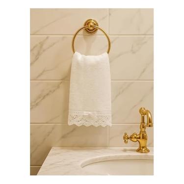 Imagem de Kit 2 Toalhas de Lavabo em Renda Bilro Artesanal, Branca, 100% Algodão, 72x36cm e 50x30cm, Bordado Manual