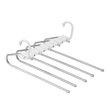 Imagem de Cabides de Aço Inoxidável Resistente com 5 Camadas para Roupas Calças Vestidos Saias Casacos Calções Organizador Armário