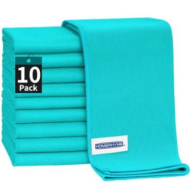 Imagem de HOMERHYME Pano de limpeza de microfibra - pacote com 10 panos de limpeza de óculos, panos de limpeza de janela de 40,6 cm x 35,5 cm, panos de polimento sem fiapos para óculos de vidro, aço inoxidável
