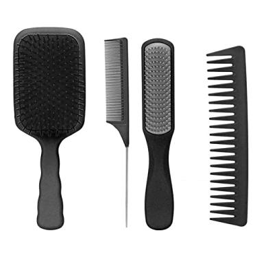 Imagem de CUOFYUNL 4 unidades de escova de cabelo pente desembaraçador de cauda de rato escova de cabelo para modelar cabelos longos, grossos e cacheados (Encaixotada)
