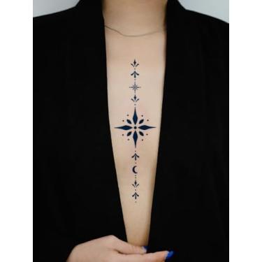 Imagem de 2 peças, tatuagem de suco de ervas, semipermanente, símbolo estelar, minimalista, com duração de 7 a 14 dias, não derrama, braço, pulso, peito, abdômen, costas, corpo, tatuagem, adesivo