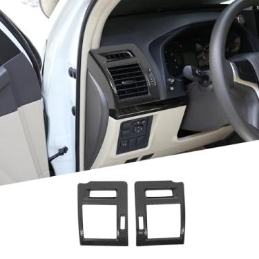 Imagem de Fgtagtal Adequado para Toyota Land Cruiser Prado FJ150 150 2018 Moldura da tampa da saída de ar condicionado do lado do carro, 2 peças (padrão de fibra de carbono)