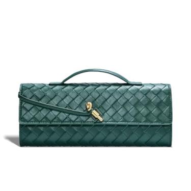 Imagem de Honikoo Bolsas de mão femininas modernas de tecido para noite bolsas de couro PU com alça de ombro removível, Verde escuro, 12.2*5.1*1.2 inches