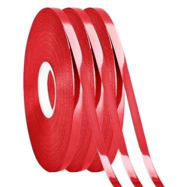 Imagem de Fita de ondulação impermeável para embrulho de presente para buquê de laços, casamento, arranjo floral 03 vermelho metálico 3/40.6 cm