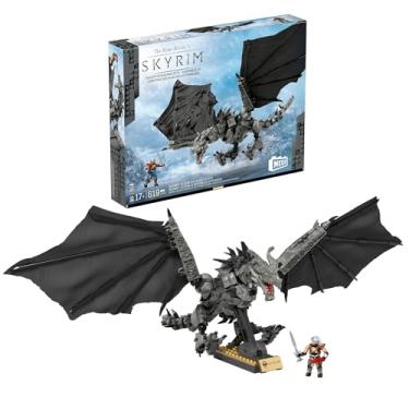 Imagem de MEGA Skyrim, Figuras de ação e brinquedos de construção, Alduin, o Devorador de Mundos com 619 peças, com 1 figura de sangue de dragão, para colecionadores, HXR98