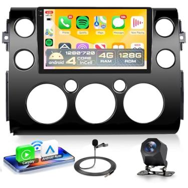 Imagem de Rádio de carro 4 núcleos 4G + 128G Android 15 para Toyota FJ Cruiser 2006-2023, Rimoody Car Stereo Wireless Carplay Andorid Auto Mirror Link 22 polegadas Tela INCELL GPS WiFi Bluetooth 5.0 FM/RDS EQ