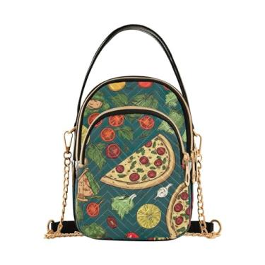Imagem de Bolsa tiracolo feminina Pizza on Blue, bolsa tiracolo com alça removível, bolsa de ombro pequena para mulheres, Pizza em azul-3, One Size