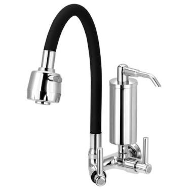 Imagem de Torneira Gourmet De Cozinha Parede Com Filtro Preta C34 - CasaGrande M