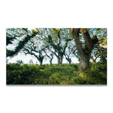 Imagem de LKXGRRSFG The Bushes Are LushReal Foto cidade mar neve vale pastagem rio pôr do sol nascer do sol impressão em tela decoração de parede 20 x 36 cm sem moldura