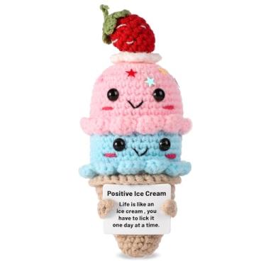 Imagem de Sorvete positivo, boneca fofa de crochê de 14 cm de tricô, brinquedo de batata, presente de torcida, apoio emocional para a família, amigos, decoração de festa