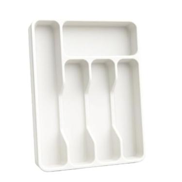 Imagem de Porta Talheres De Gaveta Organizador Cozinha Resistente com Divisória 32 cm x26 cm x4 cm para Casa, Apartamento ou Kitnet, Perfeito para Refeições Familiares(BRANCO,KIT C/ 2 UNIDADES)