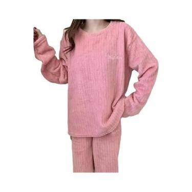 Imagem de Conjunto De Pijamas De Inverno Femininos Em Veludo Coral, Roupa De Cas