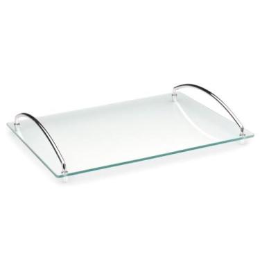 Imagem de Bandeja De Vidro Decorativa 35x25 Cm Bar Banheiro Andrea Bebidas Apara