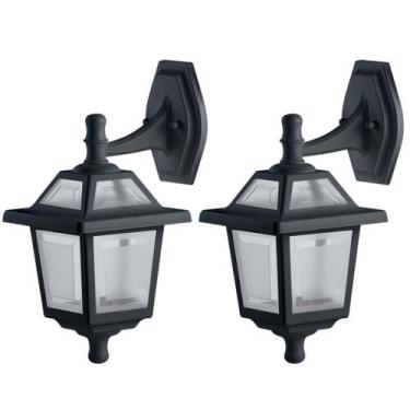 Imagem de Kit 2 Arandelas Luminárias de Parede Muro Pretas Clássicas Externas Co