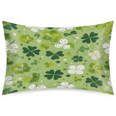 Imagem de Capa de almofada de seda acetinada verde 7 para o dia de São Patrício para cabelo e pele, tamanho padrão, capa de almofada de seda macia com fecho de envelope estampada, capas de almofada refrescantes