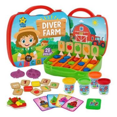 Imagem de Maletinhafazendinhadiverfarm 28pçsmassinhamodelar Divertoys - Diver To