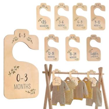 Imagem de VYNFLICK Divisórias de armário de bebê – Organizador de madeira duplo Bebe Divisor de cabide 8 peças para recém-nascidos a 24 meses