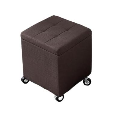 Imagem de Baú Organizador Puff Estofado Multiuso Banco Para Sapatos Pufe De Sofá Com Tampa Desenhada Para Sala,Quarto E Decoração(Brown,31.5" x 15.7" x 18.1")