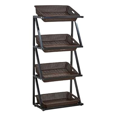 Imagem de Prateleiras utilitárias de frutas e vegetais de 4-5 camadas, carrinho de armazenamento de metal para banheiro, cozinha, despensa, casa, com 4-5 cestas grátis (Cor: B, Tamanho: 66 * 35 * 140 cm) (B 66