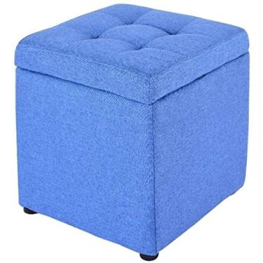 Imagem de Banco com armazenamento, banco para pés em cubo, caixa de armazenamento dobrável, banco dobrável para descanso de pés – para sofá, quarto, sala de estar