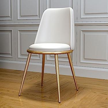 Imagem de AkosOL Cadeira de jantar com encosto alto Modn Vanity Lounge cadeiras de maquiagem assento estofado e pernas douradas galvanizadas, cadeira lateral de cozinha, cadeiras de milho de couro sintético