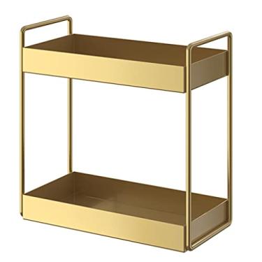 Imagem de Prateleira de cosméticos de ferro, suporte para penteadeira, prateleiras de mesa de banheiro, caixa de armazenamento de bancada de cozinha (cor: ouro, tamanho: 30 * 15 * 31 cm) (ouro 30 * 15 * 31 cm)