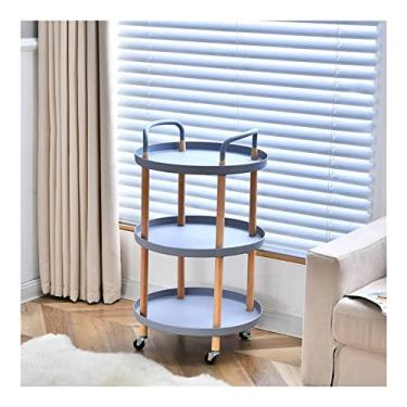 Imagem de Mesa de canto de 3 andares, mesa de cabeceira, mesa de cabeceira com prateleira de armazenamento para sala de estar e quarto (cor: preto) (cinza)