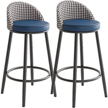 Imagem de pcagfaajmh Banqueta de couro, banquetas de bar, altura do balcão, conjunto de 2 cadeiras para pub, café, casa, jantar, cozinha, azul
