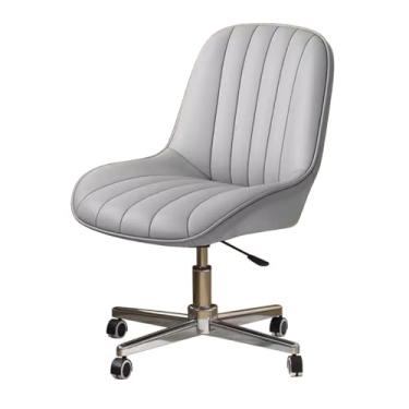 Imagem de AkosOL Cadeira de mesa de tecido de veludo Modn Cadeira de estudo com rodas Cadeira de escritório sem braços, cadeira cruzada ajustável de altura cadeira gonômica de maquiagem para adultos, cinza