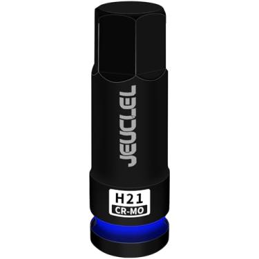 Imagem de JEUCLEL Soquete de broca de impacto hexagonal de 21 mm, soquete Allen de acionamento de impacto H21 de 1/2 polegada, adaptador de chave de fenda sextavada de aço Cr-Mo para chaves catracas elétricas