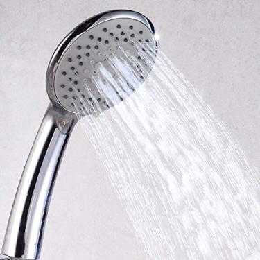 Imagem de AkosOL Chuveiro de mão de mão chuveiro de banheiro chuva cromado ajustável 5 modos plástico ABS alta pressão economia de água chuveiro portátil spa chuveiro quadrado