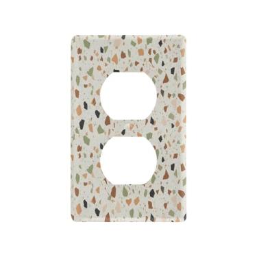Imagem de Wassud Placa de cobertura para interruptor de luz, padrão terraço, capas de tomada decorativas, placa de parede para tomadas elétricas duplex 12 x 7 cm