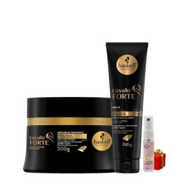 Imagem de Kit Cavalo Forte 1 Máscara 300ml 1 Leave In 150g Haskell + Presente Lo