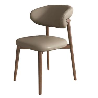 Imagem de Conjunto moderno de 4 cadeiras de jantar de madeira maciça com encosto curvo e assento estofado, pernas de nogueira - Móveis de cozinha e sala de jantar