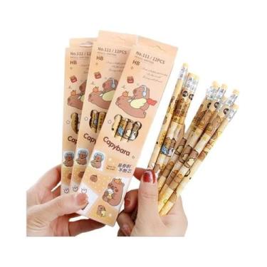 Imagem de Lápis De Madeira Com Borrachas Em Formato De Animais De Desenho Animad