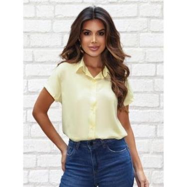 Imagem de Camisa social feminina de manga curta leve e fresca-Feminino