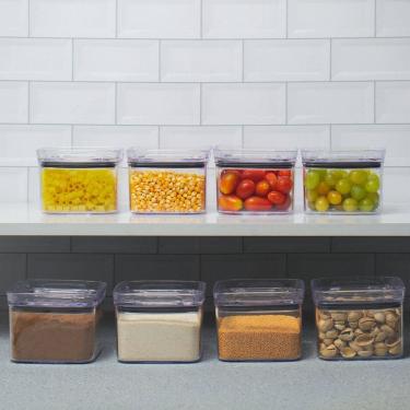 Imagem de Kit 8 Potes Hermético Transparente Quadrado 500Ml Para Granel Cereais Alimentos