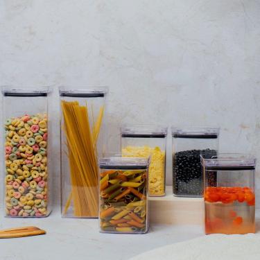 Imagem de Kit 6 Potes Hermético Transparente Quadrado Para Porta Mantimento Cozinha