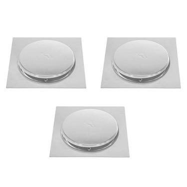 Imagem de Ralo Click 15x15 Inteligente Kit 3 Unidades Inox Pop Up Lavabo Banheiro Anti Odor