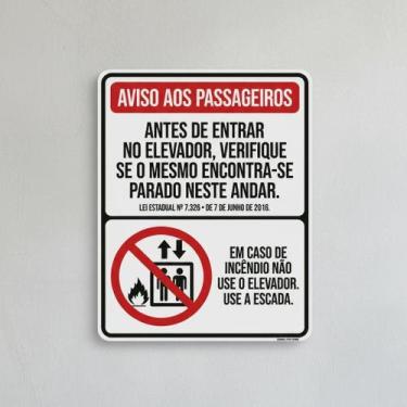 Imagem de Placa Acm Aviso Passageiros Elevador 18X23 - Sinalizo