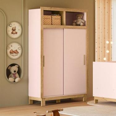 Imagem de Guarda-Roupa de Bebê Flora 2 Portas 2 Gavetas Rosa Acetinado - Qmovi, 