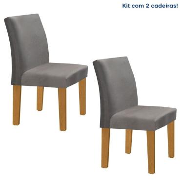 Imagem de Kit 2 Cadeiras Estofadas Espanha Espresso Móveis Cinza/Cinamomo