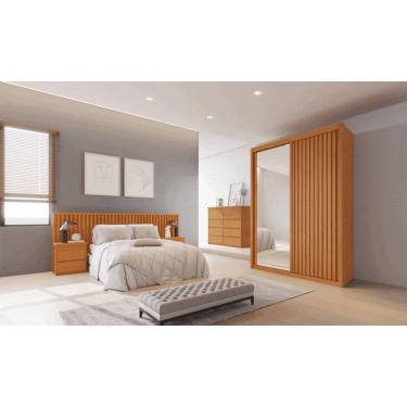 Imagem de Guarda Roupa Ripado Espelho 2 Portas 3 Gavetas Pietro Bettio